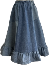 Girl 6 Gore Skirt Patchwork Blue Denim with ruffle size S 5 6 7