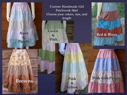 Girl Skirt Tiered Patchwork Custom Florals & Stripes all sizes