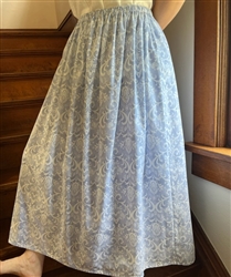 Ladies Full Skirt Light Blue Floral Scroll cotton size XL 18 20