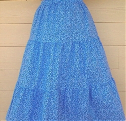 Ladies Skirt 3 Tiered Periwinkle Blue Scroll floral size L 14 16