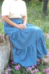 Ladies Skirt 3 Tiered Light Blue Denim S 6 8