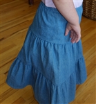 Girl Tiered Skirt Light Blue Denim cotton XS 2 3