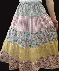Ladies Tiered Patchwork Skirt Midnight Garden cotton size M 10 12