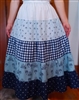 Ladies Tiered Patchwork Skirt Simply Blue & White floral cotton size M 10 12 Tall