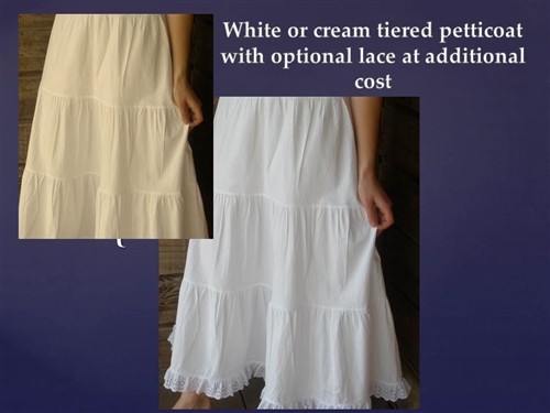 Ladies 3 Tier Slip Petticoat Cotton white, cream, or black all sizes