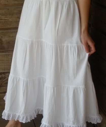 Ladies 3 Tier Slip Petticoat Cotton white, cream, or black all sizes