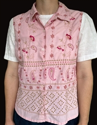 Ladies Vest pink embroidered cotton Harmony & Vine preowned size XL