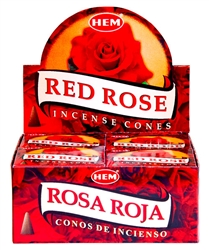 Wholesale Hem Red Rose Cones 10 Cones Pack (12/Box)