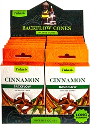 Wholesale Tulasi Cinnamon Backflow Cones 10 Cones/Pack (12/Box)