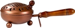 Wholesale Metal Censer with Wooden Handle Copper 4.5"D, 11"L
