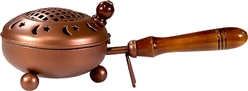 Wholesale Metal Censer with Wooden Handle Copper 4.5"D, 11"L
