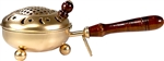 Wholesale Metal Censer with Wooden Handle Gold 4.5"D, 11"L