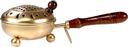 Wholesale Metal Censer with Wooden Handle Gold 4.5"D, 11"L