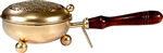 Wholesale Flower of Life Metal Censer with Wooden Handle Brass 4.5"D, 11"L