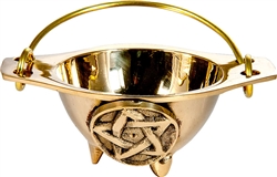 Wholesale Pentacle Brass Cauldron 3"D, 1.75"H