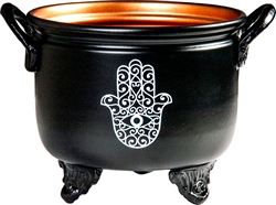 Wholesale Hand of Hamsa  Metal Cauldron 4.5"D, 4"H