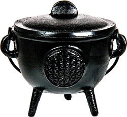 Wholesale Flower of Life Cast Iron Cauldron 4.5"D, 5"H