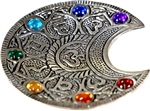 Wholesale 7 Chakra Moon Aluminum Incense Burner - 4.25"D Silver