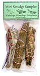 Wholesale Mini Smudge Sampler 4"L (White Sage, Desert Sage, Yerba Santa) (Pack of 3)