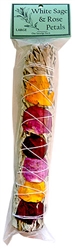Wholesale California White Sage with Rose Petals Smudge 9"L (Large)