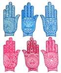 Wholesale Heena Tattoo Stencil Hand 3.5"x7.5" (Set of 6)