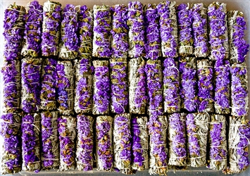White Sage & Purple Sinuata Flowers 4"L (Mini) (Pack of 25)