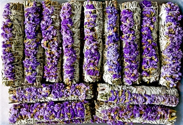 Wholesale White Sage & Purple Sinuata Flowers 9"L (Large) (Pack of 50)