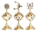 Wholesale Brass Celestial Burners 6"H (Set of 3)