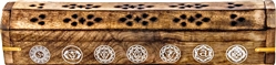 Wholesale Wooden Coffin Box - 7 Chakra Antiqued 12"L