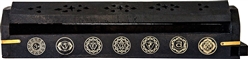 Wholesale Wooden Coffin Box - 7 Chakra Black 12"L