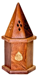 Wholesale Wooden Temple Cone Burner 3"D, 6"H