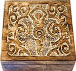 Wholesale Wooden Carved  Box - Earth Goddess Antiqued 7.5"x 7.5"