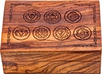 Wholesale Wooden Carved Box - 7 Chakra 4"x6"