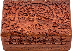 Wholesale Wooden Carved Box - Tree of Life 4"x6"