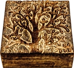 Wholesale Wooden Carved Box - Tree of Life Antiqued 7.5"x 7.5"