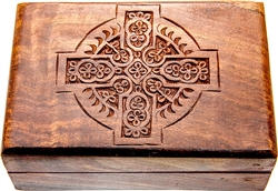 Wholesale Wooden Carved Box - Celtic Cross 4"x 6"