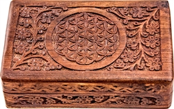 Wholesale Wooden Carved Box - Flower of Life 5"x 8"