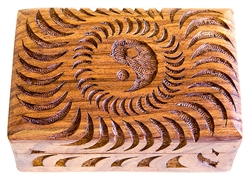 Wholesale Wooden Sun/Yin Yang Carved Box 4"x6"