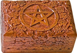 Wholesale Wooden Pentacle Carved Box 4"x 6"