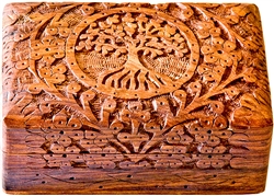 Wholesale Wooden Tree of Life Carved Box 4"x 6"