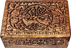 Wholesale Wooden Carved Box - Tree of Life Antiqued 4"x 6"