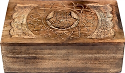 Wholesale Wooden Carved Box - Hand of Hamsa 5"x 8"