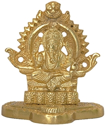 Wholesale Lord Ganesh Gold Tone Brass Statue 3.75"H