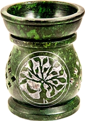 Wholesale Natural Soapstone Aroma Lamp - Tree of Life  3.5"H Green