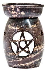 Wholesale Natural Soapstone Pentacle Aroma Lamp 5"H