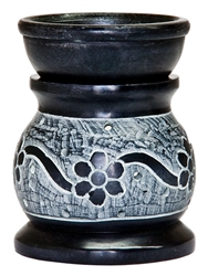 Wholesale Black Soapstone Flower Carved Aroma Lamp 3.5"H