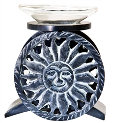 Wholesale Black Soapstone Sun Carved Aroma Lamp 4"H