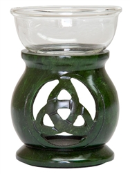 Wholesale Green Soapstone Triquetra Aroma Lamp 3.5"H