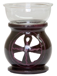 Wholesale Brown Soapstone Ankh Aroma Lamp 3.5"H