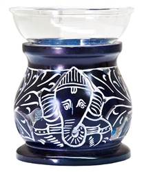 Wholesale Blue Soapstone Ganesh Carved Aroma Lamp 4"H